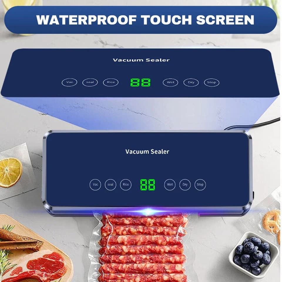 Macchina per sottovuoto elettrica da tavolo 30CM con taglierina integrata per sacchetti a rotolo, per la conservazione di carne e verdure in cucina.