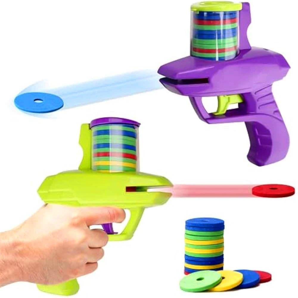 Children's Outdoor Play Foam Disc Toy Flying Disk Shooter Gun Double interactive toy parent-child for kids
