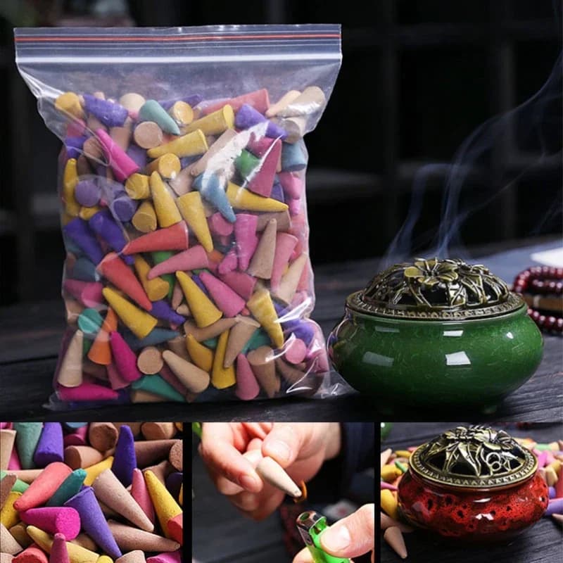Coni di incenso profumati da 60 pezzi Coni di incenso profumati per alleviare l'ansia Coni di profumi naturali per la meditazione Rilassamento Legno di sandalo