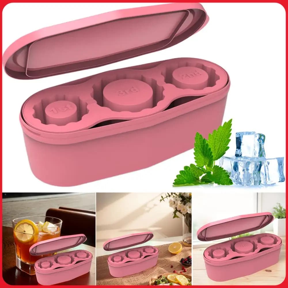 Ice Cube Tray with Lid Silicone Easy Fill and Release Ice Maker Cylinder Ice for Chilling Cocktails Drinks Coffee