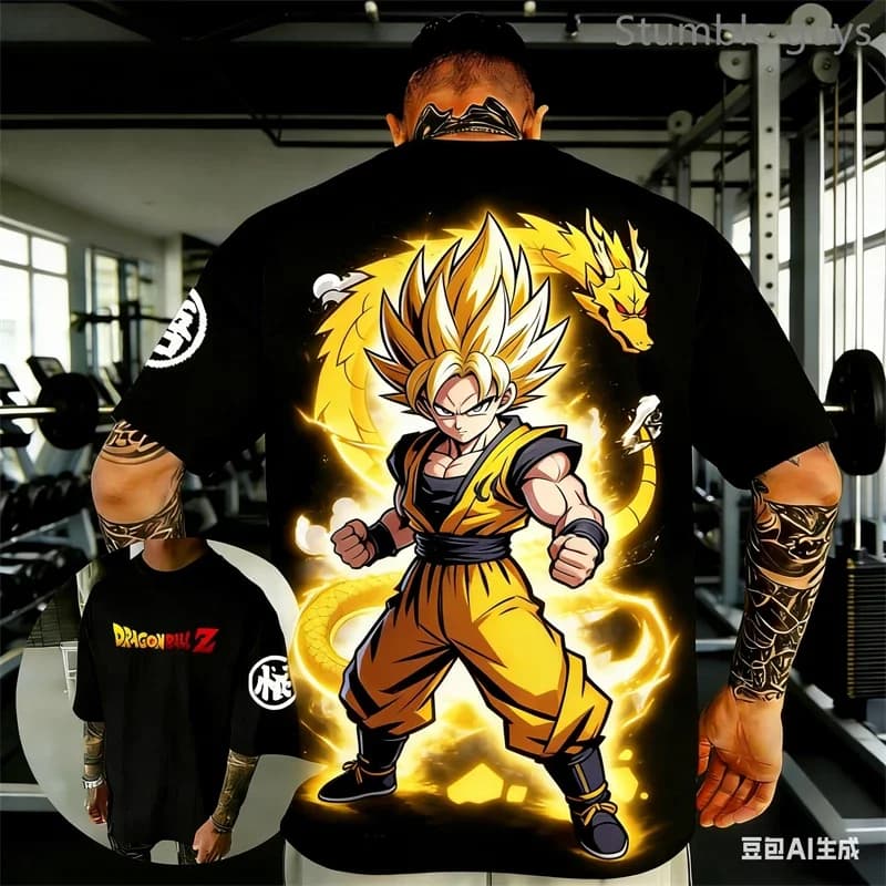 T-shirt estiva da uomo Dragon Ball GT, alla moda, casual, anime, per bambini, da uomo, per allenamento in palestra, abbigliamento sportivo per la palestra