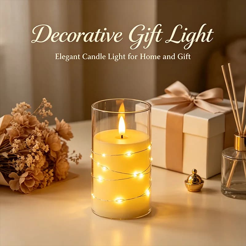 Flameless LED Candles Star String with Battery Realistic Flame Candle Light Camping Room Wedding Party Atmosphere Decoration