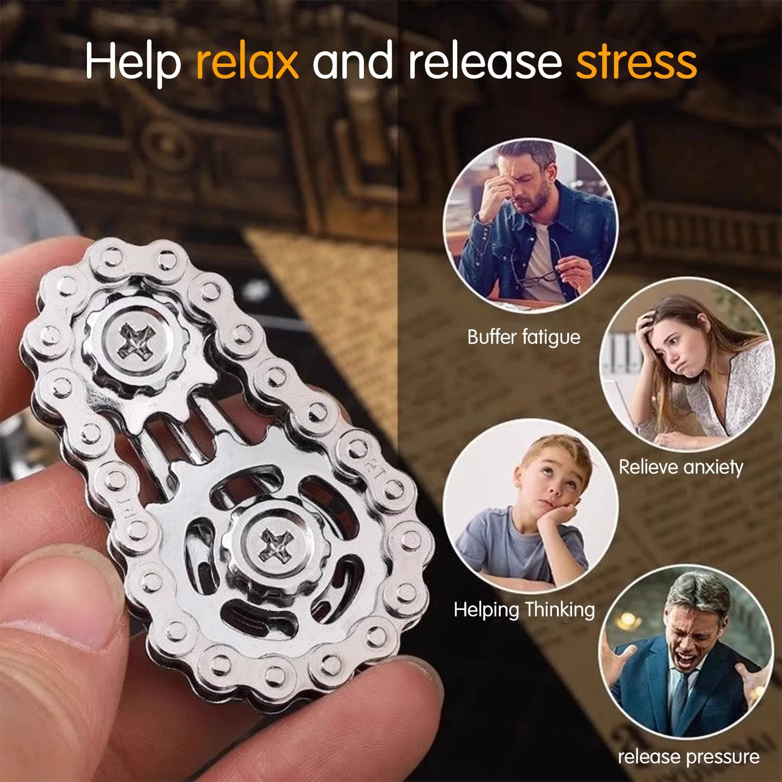 Giocattoli antistress da tenere in mano, spinner a catena per bici in metallo, antistress da assemblare, adatti per adulti e bambini, giocattoli da tavolo