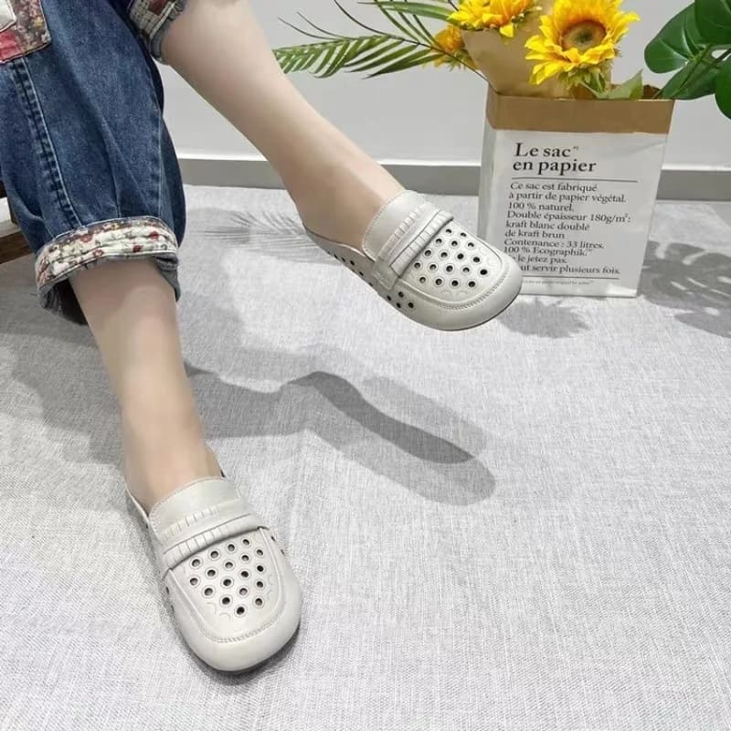 Mules da Donna con Punta Tonda, Scarpe Basse Traforate con Tomaia Scavata, Slip-on con Frange e Fascia Penny, Calzature Casual da Passeggio 2026