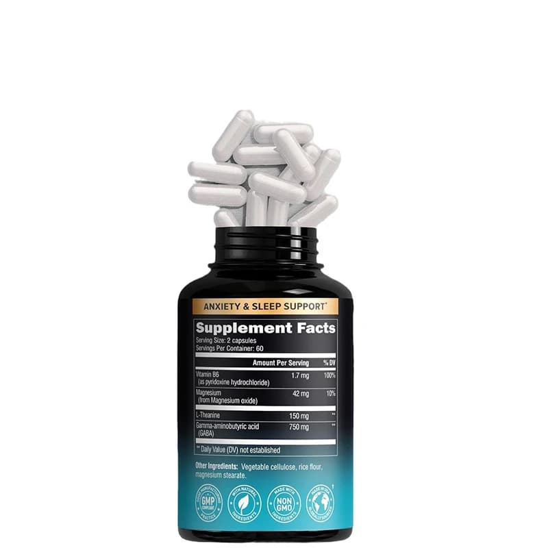 Gaba L-theanine - Integratore antistress - Magnesio | | Vitamina B6-750 Mg Acido Aminobutirico