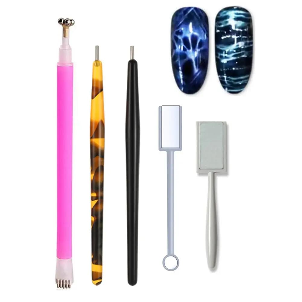 5Pcs Magnetic Nail Art Stick Magnetic Pen For Cat Eye 9D Effect Strong Plate for UV Gel Line Strip Nail Art Tools DIY Manicure