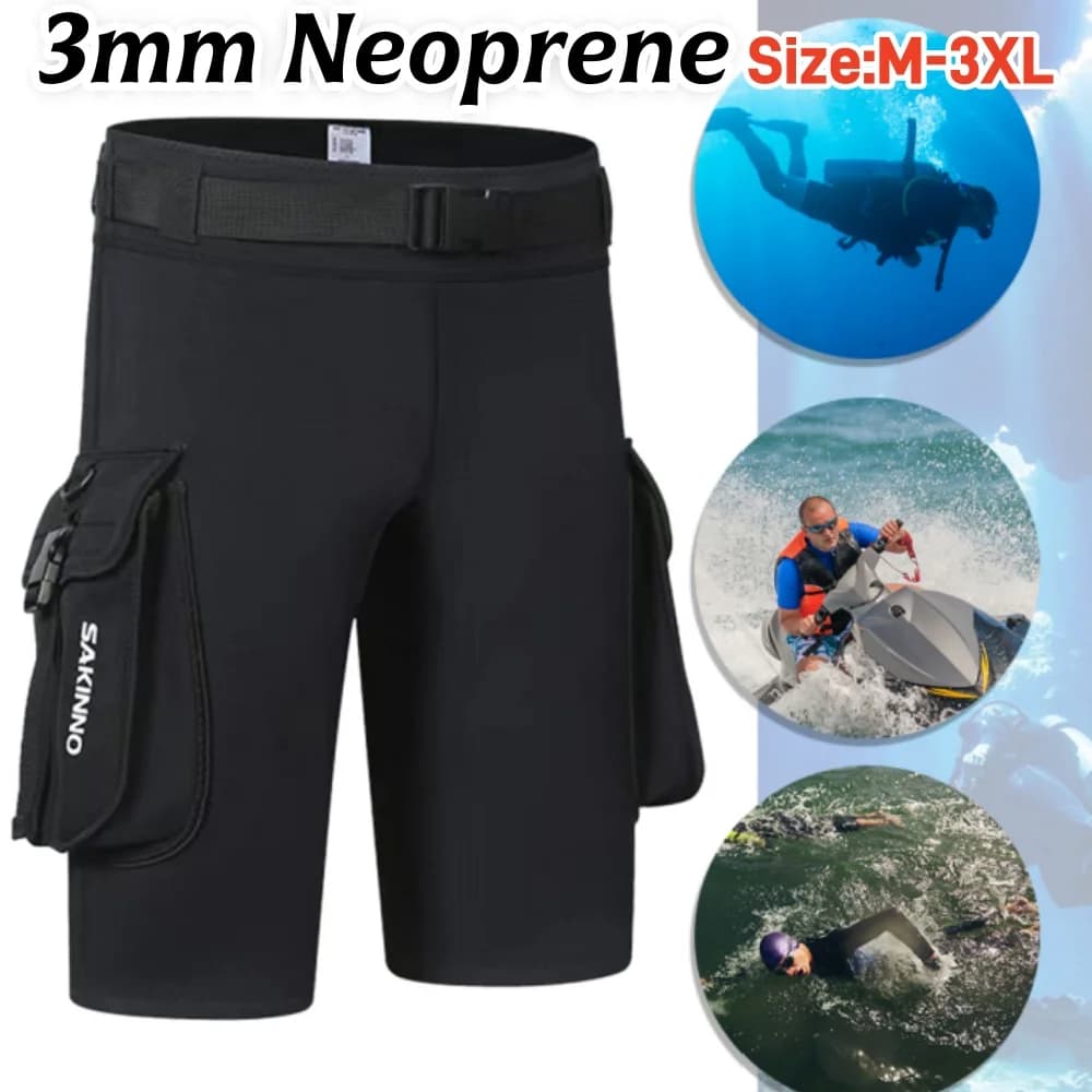 Technical shorts in Neoprene 3mm with Diving Pockets, Swimming, Surfing, Snorkeling, Keeping Heat
