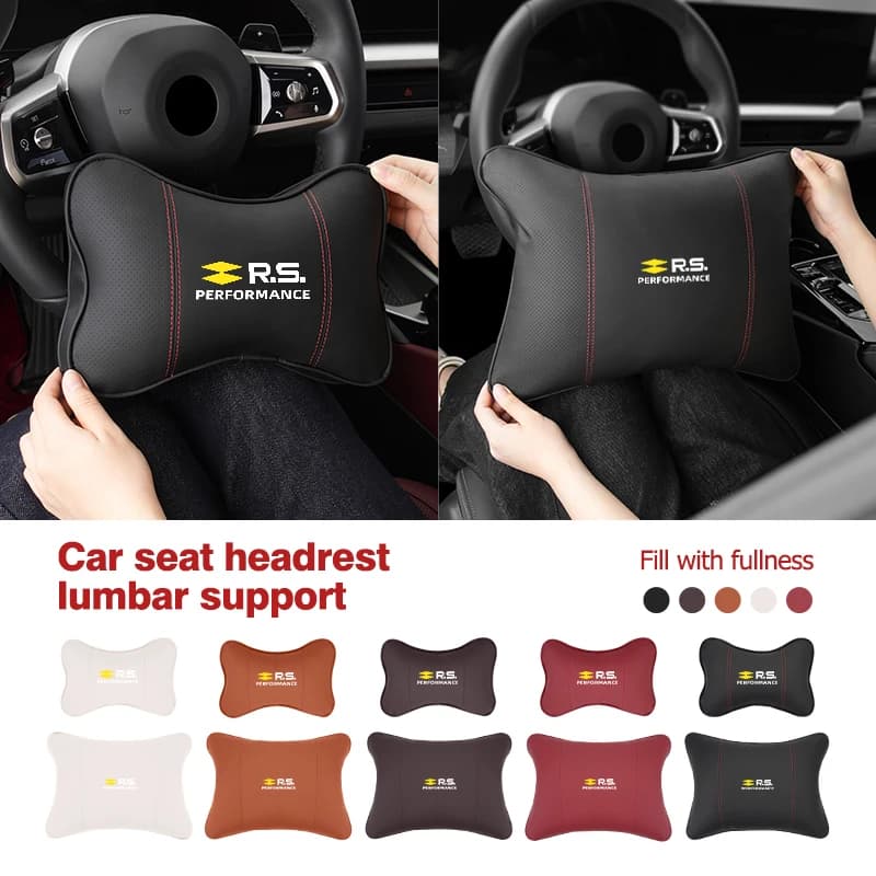 Leather Car Headrest Neck Pillow Seat Waist Cushion Lumbar Support For Renault Clio Arkana Captur Twingo Talisman RS Logan