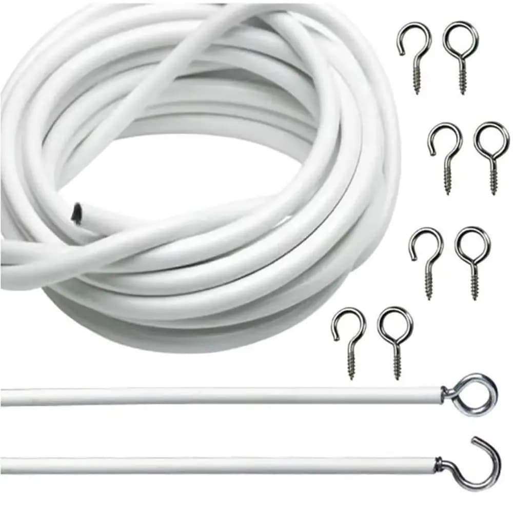 1Set Nuovo 2/3/4/5 Metri Tenda Molla Corda Bianco PVC Acciaio Tenda Pista Filo con HOOK OCCHI Linea di Appeso A Parete