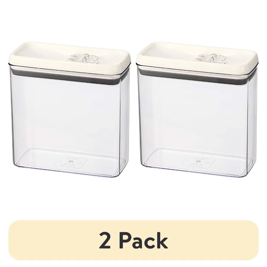 Confezione da 2 contenitori rettangolari Flip-Tite da 11,1 tazze per alimenti, per uso in cucina, in plastica senza BPA, trasparenti, con chiusura ermetica e impilabili