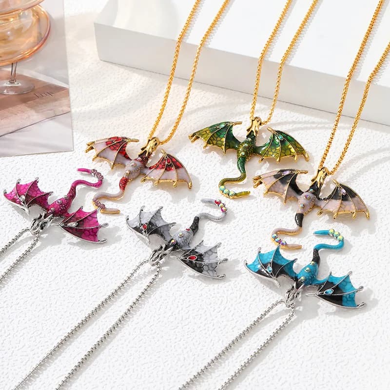 Collana con Ciondolo Drago Gotico Punk per Uomo e Donna, Gioielli Gotici, Collare con Catena a Serpente, Ciondoli, Choker, Collare alla Moda, Regali