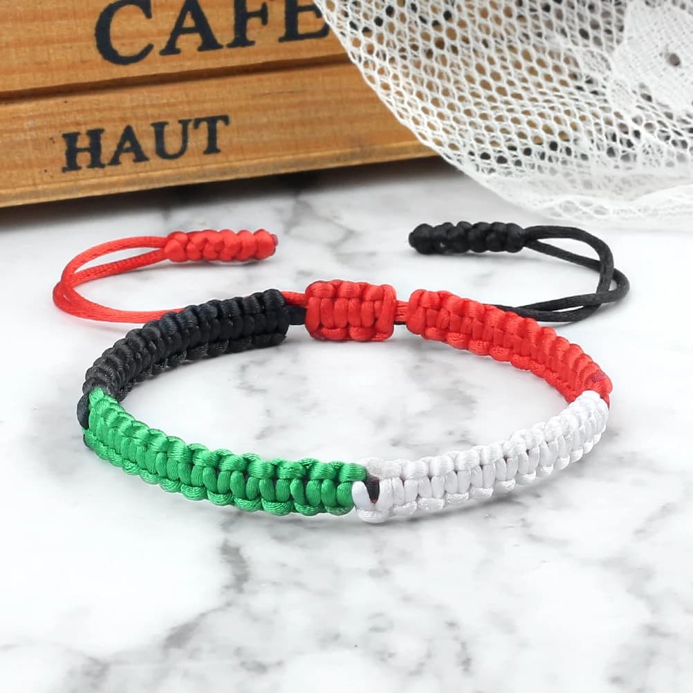Braccialetti con bandiera della Palestina calda Bracciale con cordino intrecciato per donna Uomo Paesi Braccialetti con bandiera colorata Gioielli Patriot Regalo di Natale