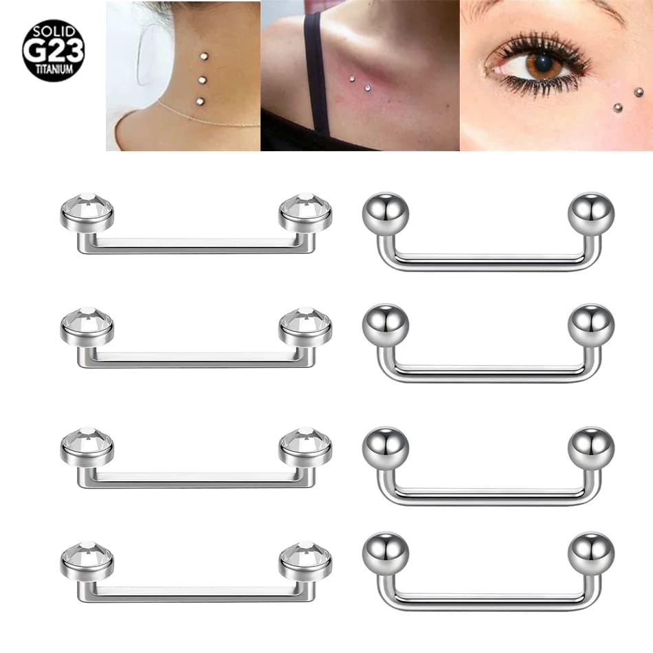 Ancoraggi microdermici in titanio di grado implantare CZ Surfcae Barbell Piercing Filettatura interna Fiocco Pelle Diver Penetranti Bar Gioielli