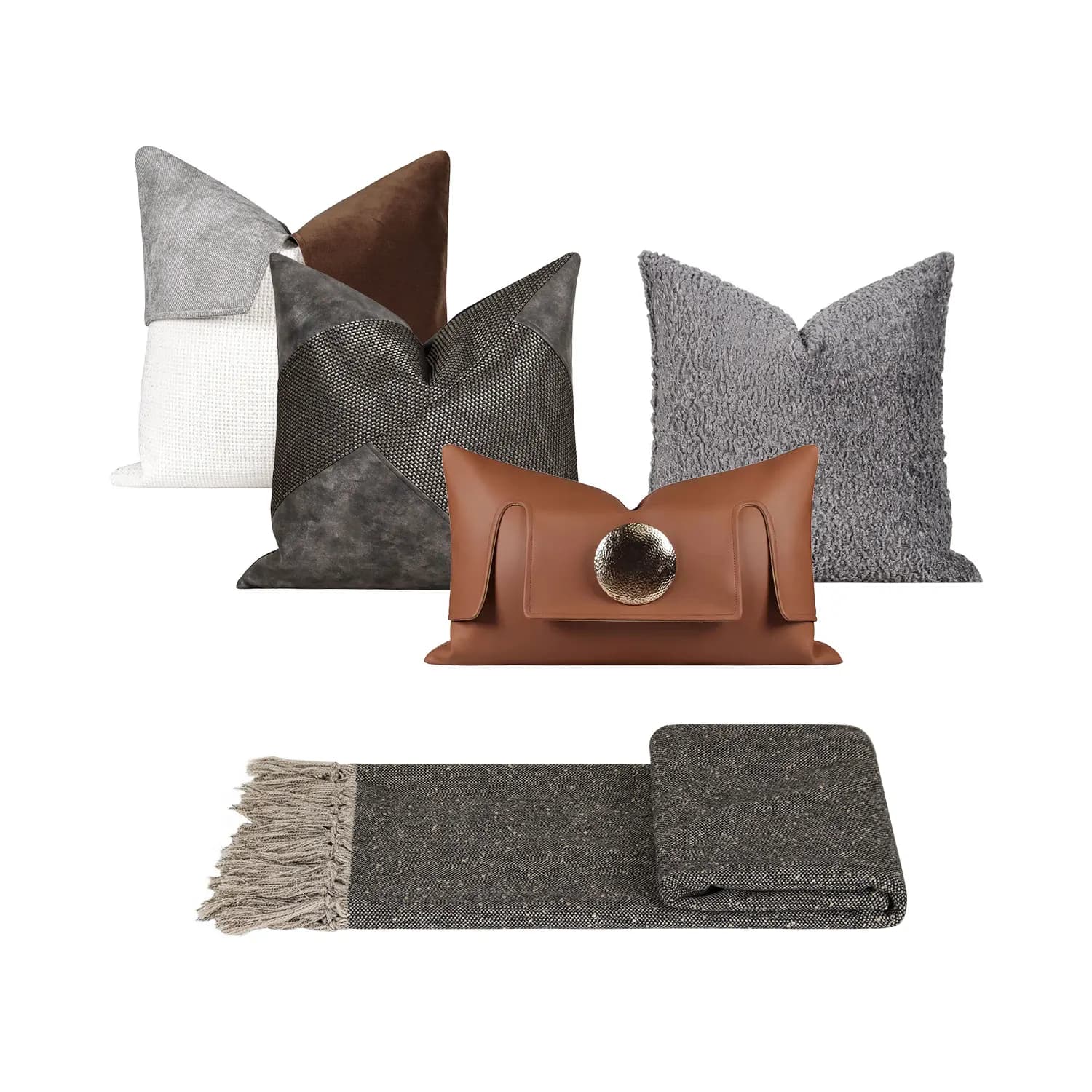 RUIYI Promozione americana luce stile lusso grigio marrone casa divano set di cuscini cuscino quadrato fodera per cuscino materasso