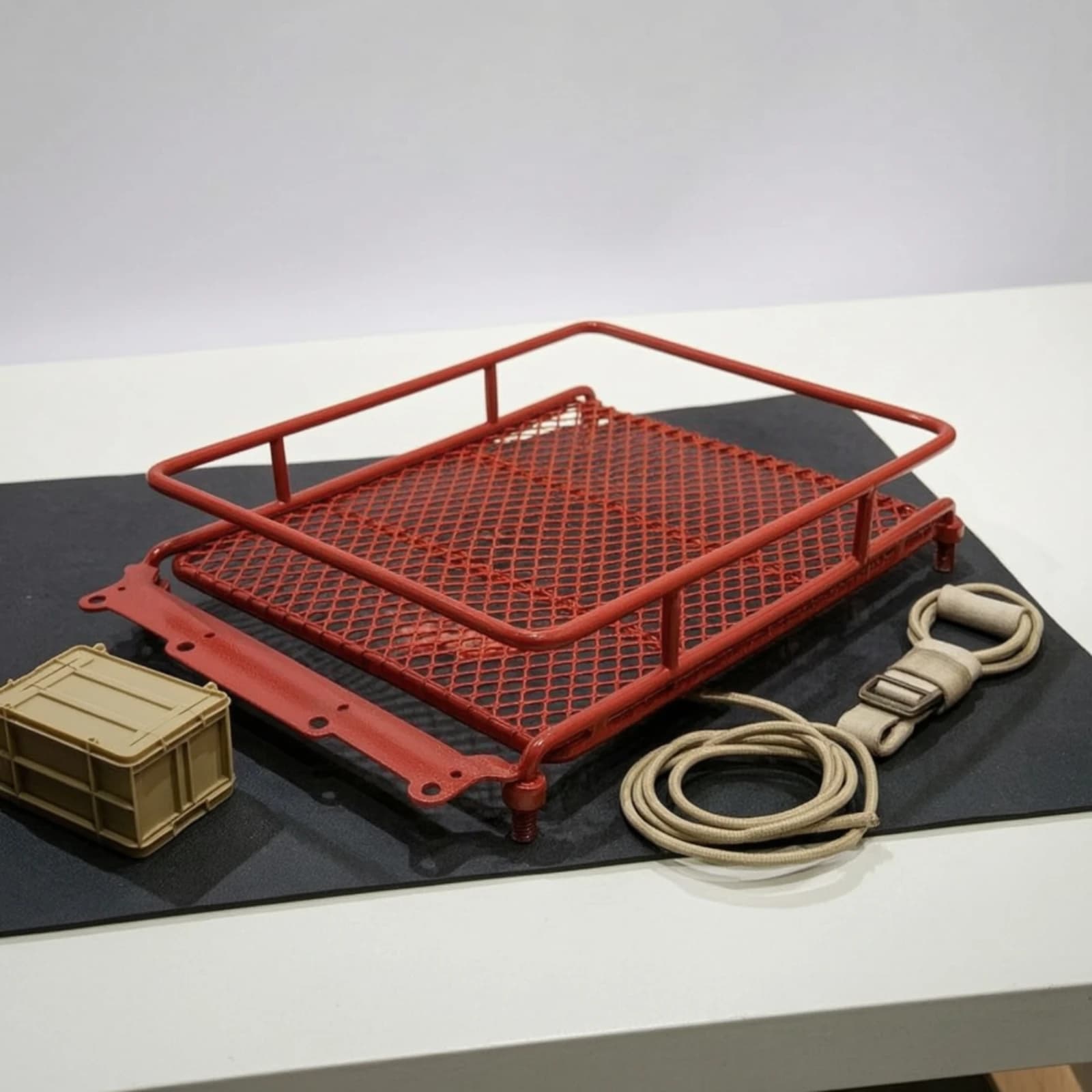 RC Roof Rack with Mesh Platform Cylindrical RC Crawler Luggage Rack Accessory Solid Sturdy for Scale Model Upgrades