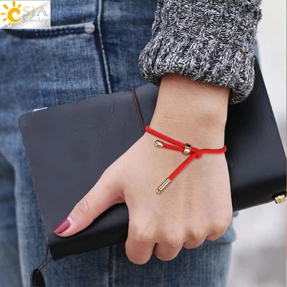 CSJA Braccialetti Rossi per Lucky Corda Catena Amicizia Femme Bracciale a Corda Intrecciata Pulseras Mujer Moda 2022 Amante Regalo Donne S512