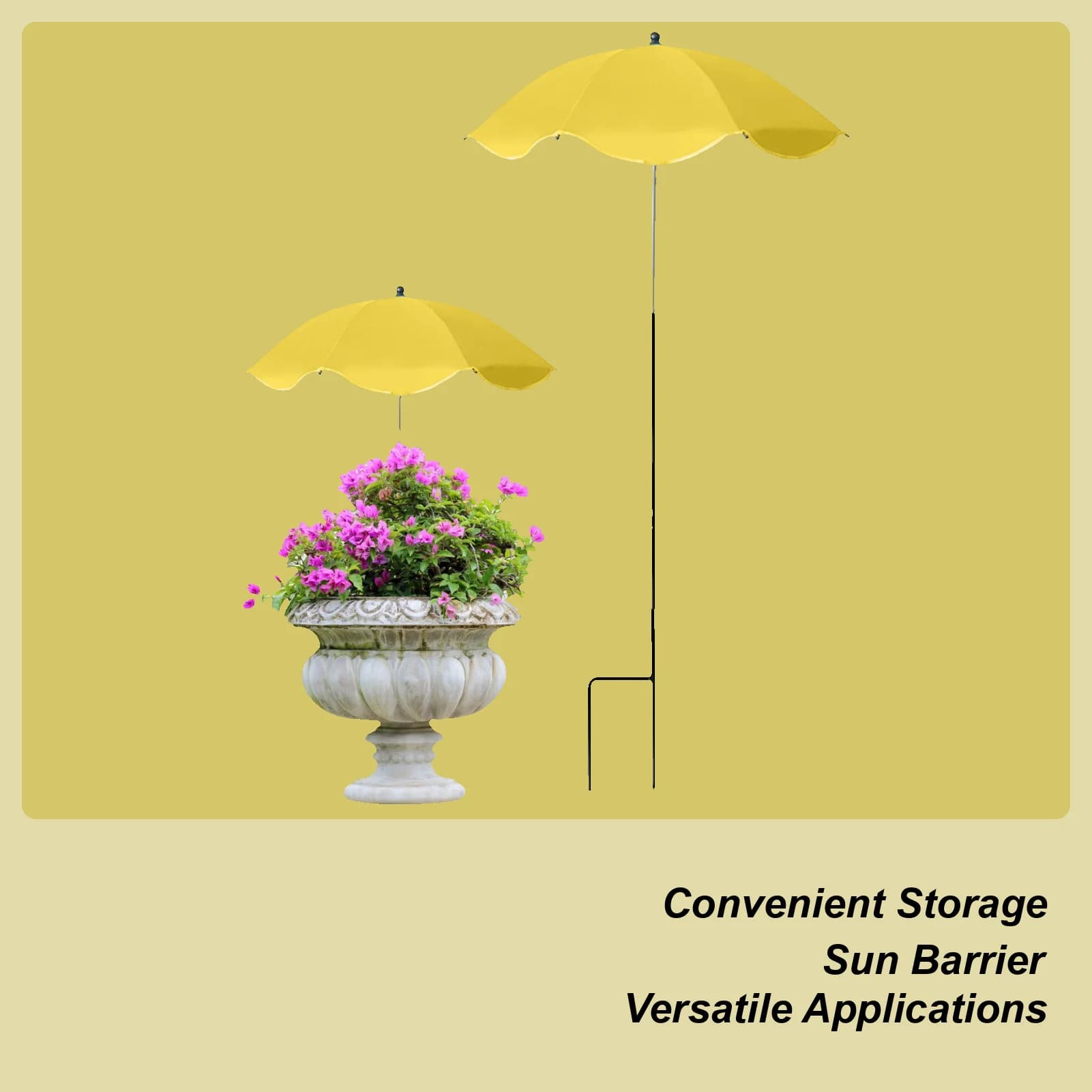 Plant Shade Umbrella With Metal Stake UPF50+ UV Protection Adjustable Canopy Reusable Foldable Cover For Outdoor Flowers