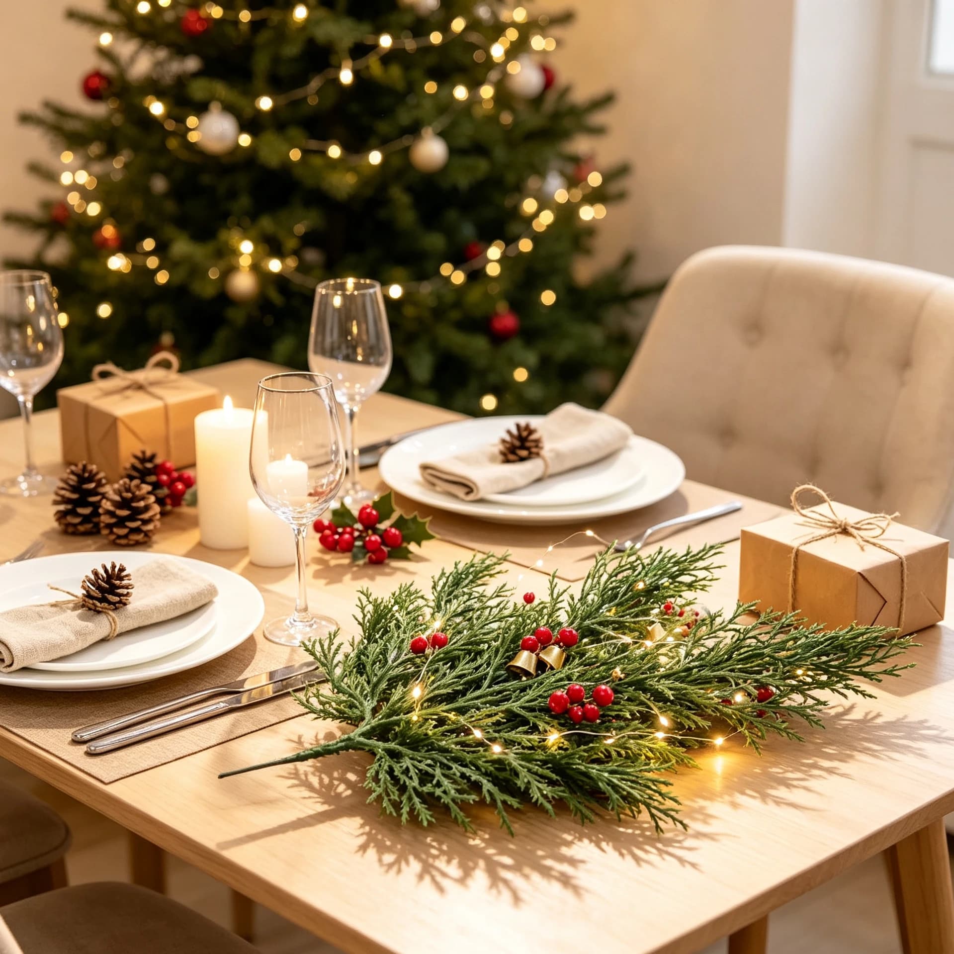 20/40pcs artificial plants cypress leaves christmas tree home dining table craft materials wholesale wedding dIY decorative gift