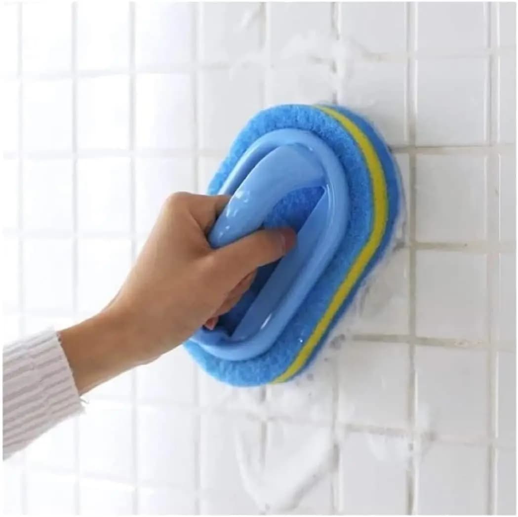 Home Cleaning Brush with Handle and Sponge, Easy to Use for Kitchen, Bathroom, Walls, Window and Ceramic Tiles