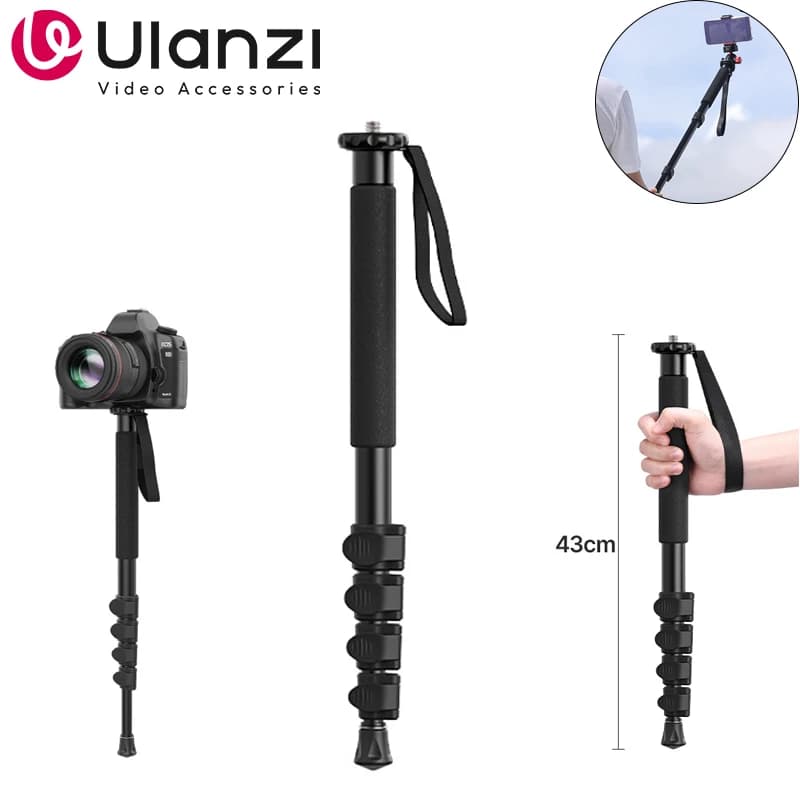 Single-foot aluminum tripod Ulanzi TB12 for DSLR camera Sony Extensible portable 5-section extendable climbing pole