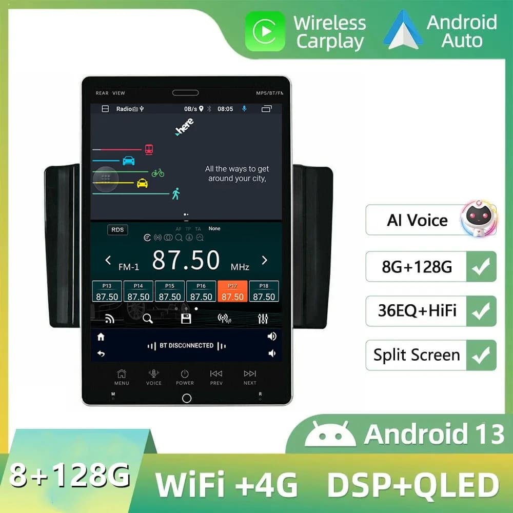 10 ''rotazione elettrica schermo verticale Autoradio 2 Din lettore multimediale Android navigazione GPS Autoradio Carplay Android Auto