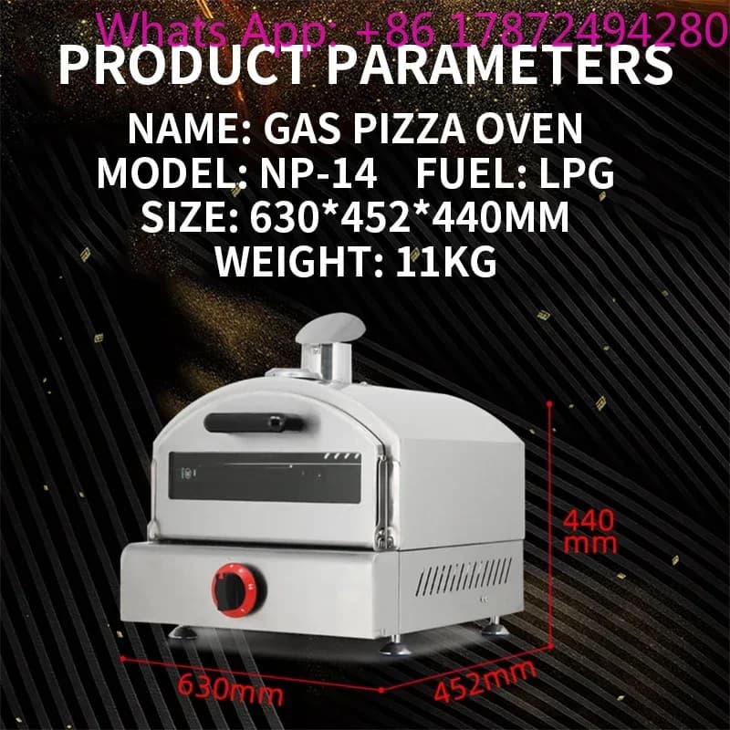 Outdoor Rotating Stone Pizza Oven, 14 Inch NP-14 Portable Propane Baking Oven