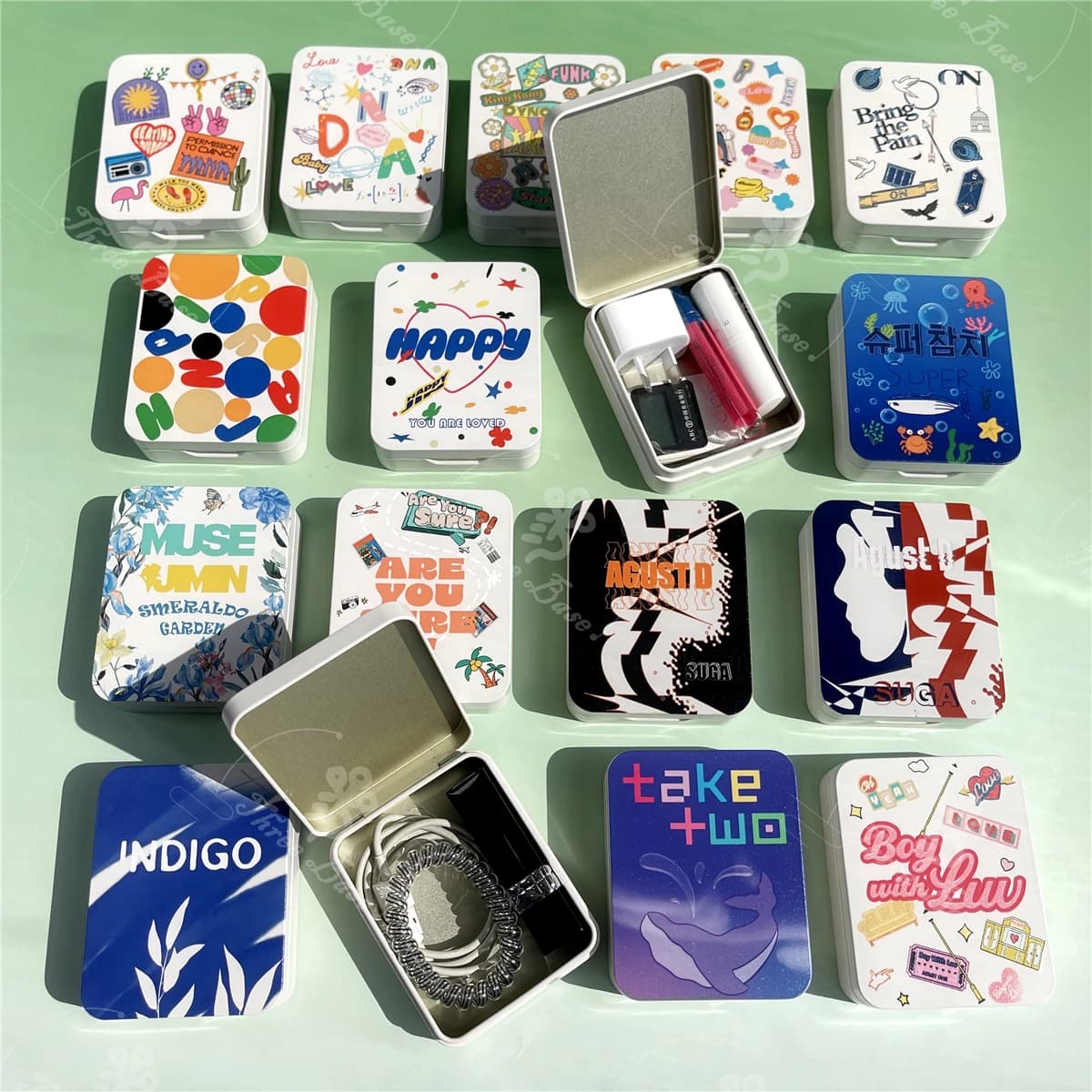 Scatola di immagazzinaggio portatile per auricolari PTD D-DAY jHOPE RM JIMIN MUSE JIN HAPPY V JK Per airpods Borsa per cavi esterna Scatola per monete Ferro