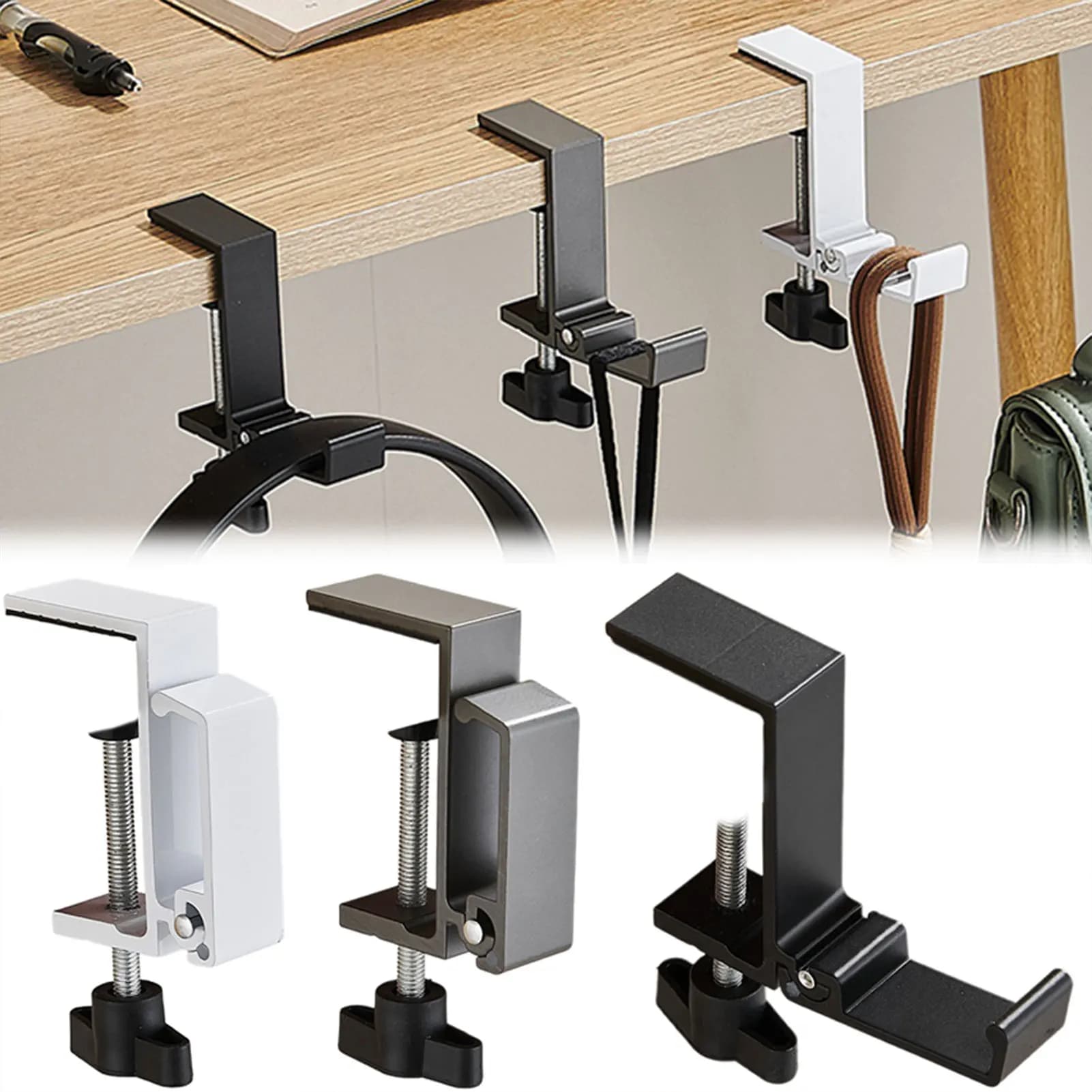 Desk Edge Hook Multi Functional Headphones Stand Table Side Hanging Storage Rack For Gaming Headset Bag Universal Home Organizer