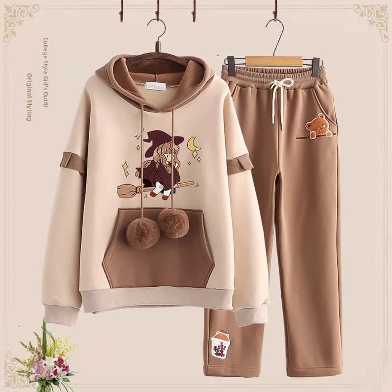 Middle School Student Casual Set Girl's Fashion Small Size Hoodie Two Piece Spring Autumn Wear 2026 New Arrival Whole Set