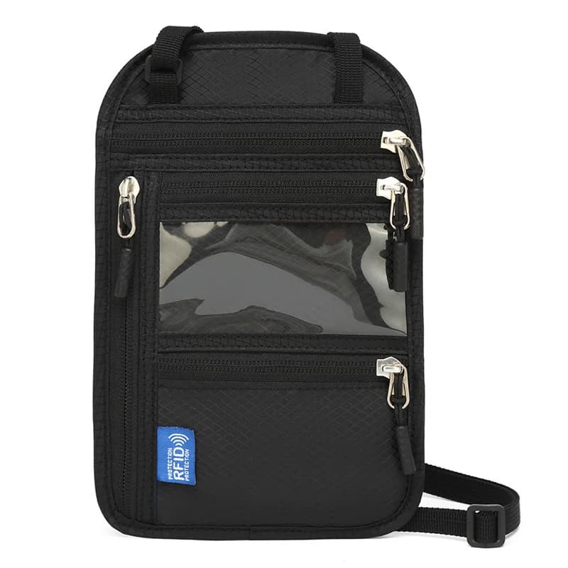 RFID Blocking Passport Holder Neck Wallet Waterproof Lightweight Travel Pouch Women Men Hidden Anti Theft Document Bag