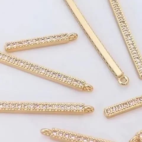 Set di collana e orecchini fai da te fatti a mano con pendente a barra dritta in zirconi intarsiati in oro 14 carati D005