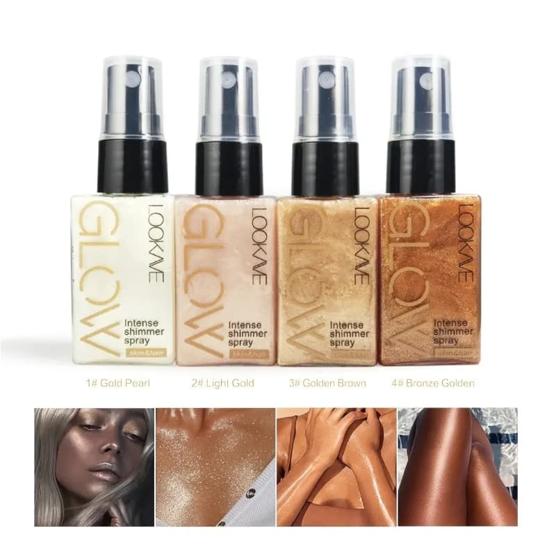 Shimmer Oil Spray Impermeabile Idratante a lunga durata Contorno in bronzo dorato Illuminante per viso Corpo Evidenziatore liquido scintillante