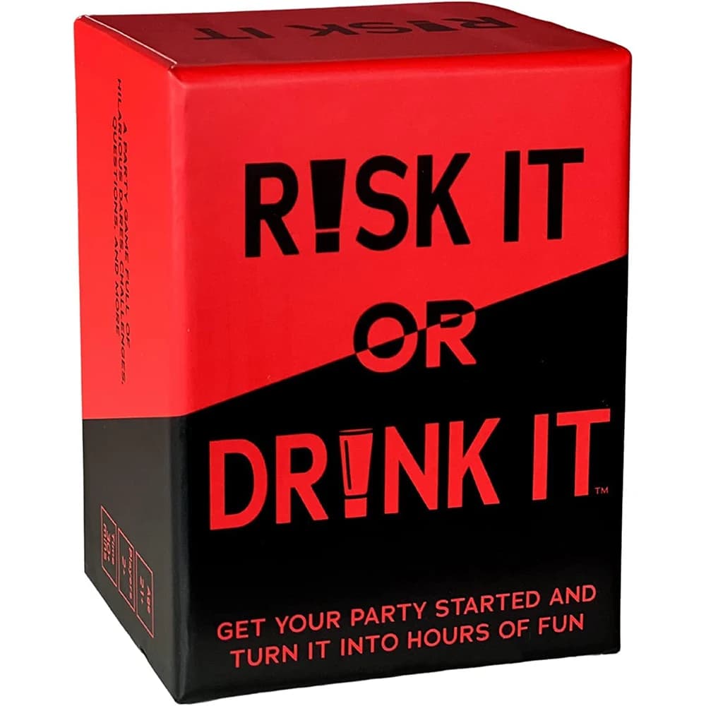 Risk It Or Drink It Divertente gioco di società per il gioco di carte universitario Gioco di bevande Pregame Night Esilarante Dares Sfide Domande Adulti