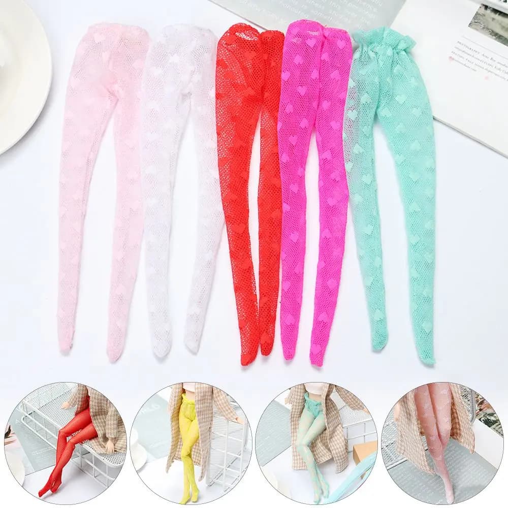Dress Up Game Bottom Sock Elestic Legging Doll calze di seta Love Heart Pattern Toy Pant tubo flessibile accessori per bambole