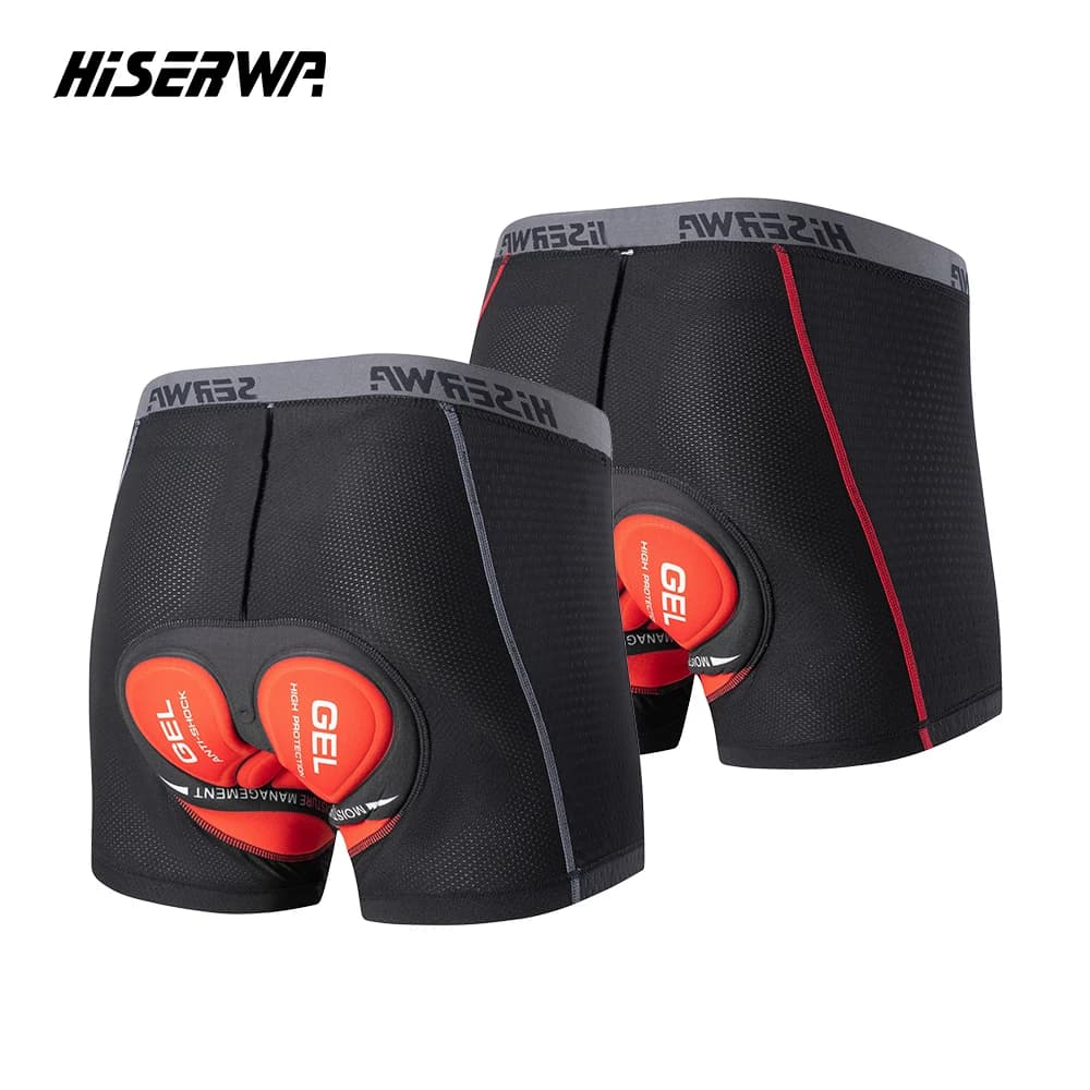Pantaloncini da Ciclismo HISERWA per Uomo con Imbottitura in Gel 3D, Shorts da Bici, Pantaloncini da Ciclismo MTB e Mountain Bike