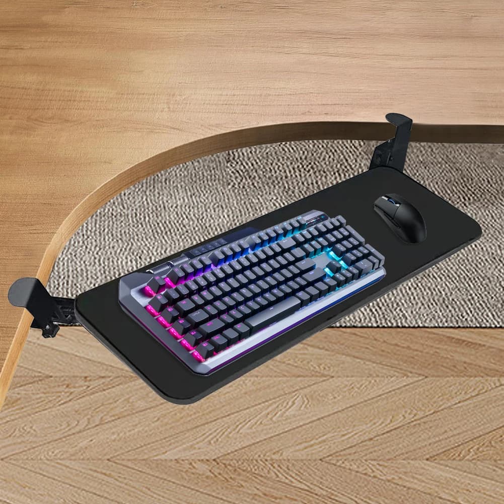 Slide Out Computer Keyboard Drawer Pull Out Keyboard Tray Height Adjustable Mouse Tray for Typing Computer Keyboard & Mouse Tray