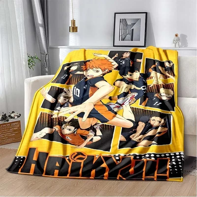Anime Haikyuu Coperta da pallavolo in cartone animato Coperta morbida in flanella per la casa Camera da letto Letto Divano Picnic Coperta da viaggio per ufficio