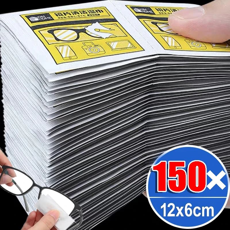 10/150Pcs Glasses Cleaner Wet Wipe Disposable Anti Fog Misting Dust Remover Cleaning Lens Wipes Sunglasses Phone Screen Tools