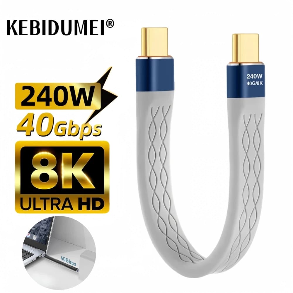 Cavo FPC da USB C a tipo C da 240 W 5 A USB 4.0 40 Gbps Gen 3 Thunderbolt 4 Cavo adattatore di ricarica rapida 8K a 60 Hz per smartphone MacBook