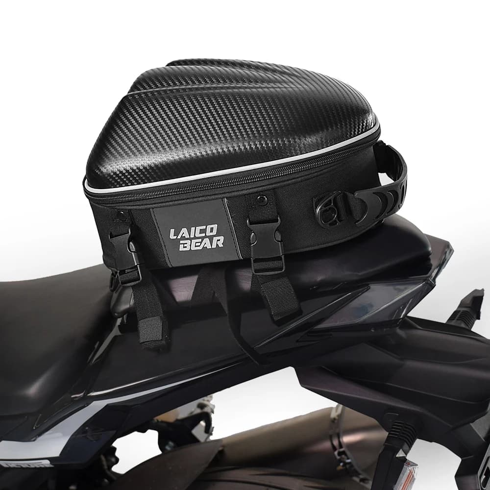 Borsa da moto in fibra di carbonio Borsa da coda per moto impermeabile Zaino posteriore Zaino per sedile posteriore Zaino Borsa a tracolla Kit Borsa per casco