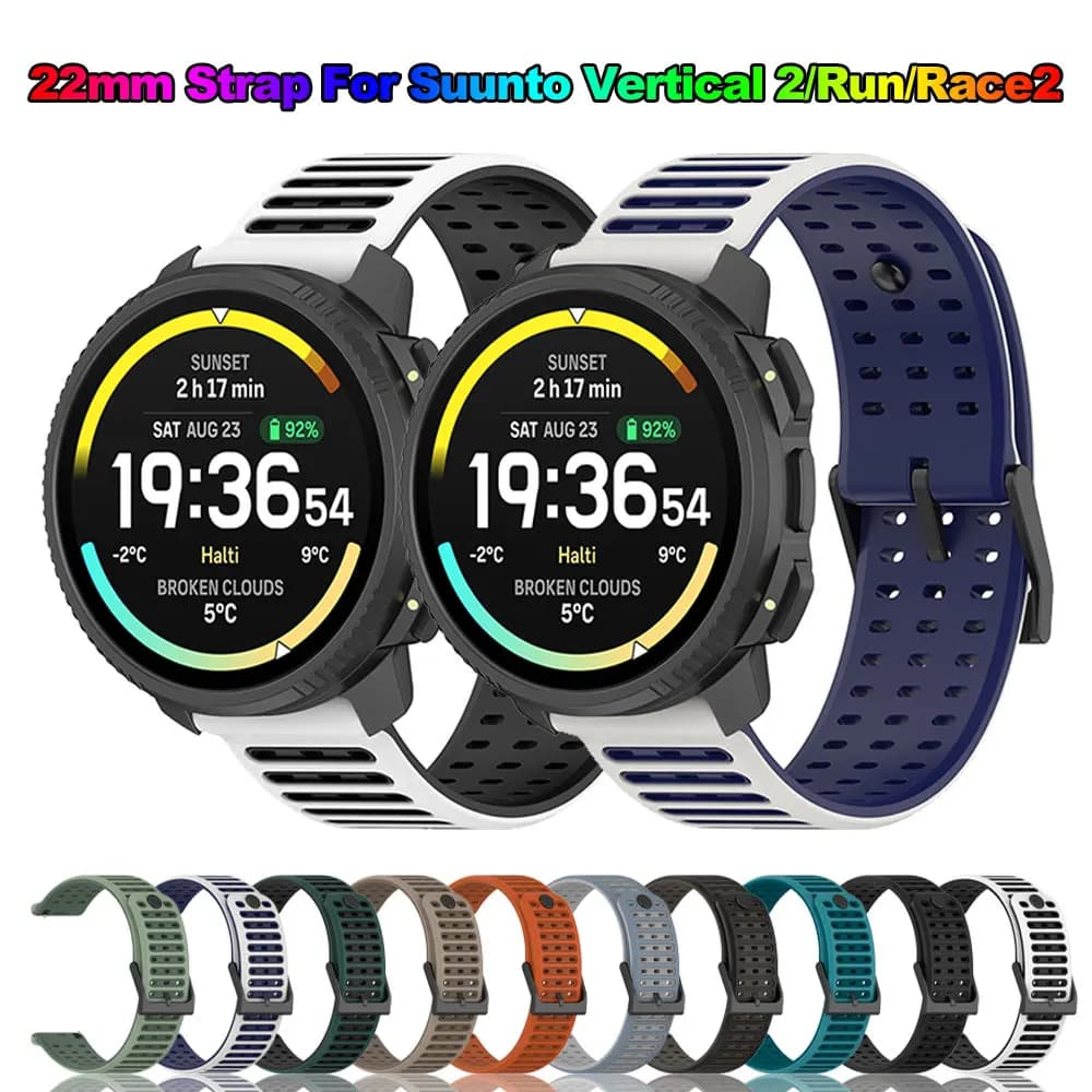 22 mm silicone strap for Suunto Vertical 2/RACE 2 S/Run/Ocean 5 9 Peak Pro, for Huawei Watch 4 Pro/GT4 46MM