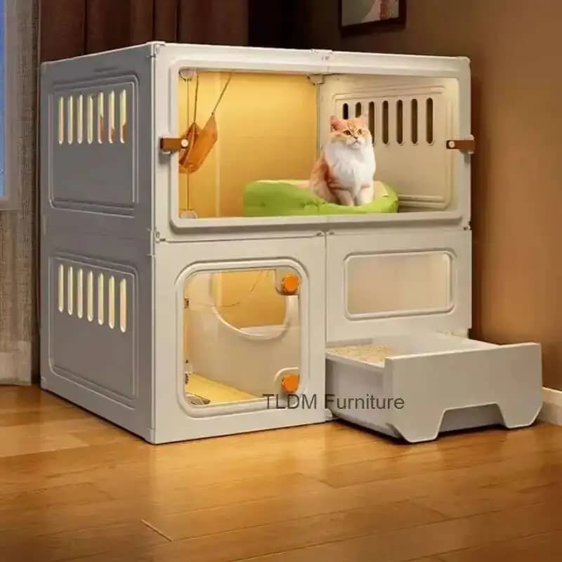 Lettiera per gatti con spazio integrato Casetta per gatti di lusso Minimalista Grandi gabbie per interni per gatti gratuiti per gatti F