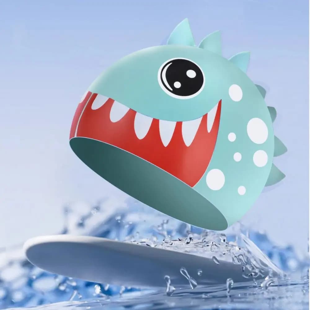 Cuffia da nuoto per bambini Shark Cuffia da nuoto in silicone per capelli lunghi con animali dei cartoni animati Cuffia da nuoto stampata impermeabile leggera