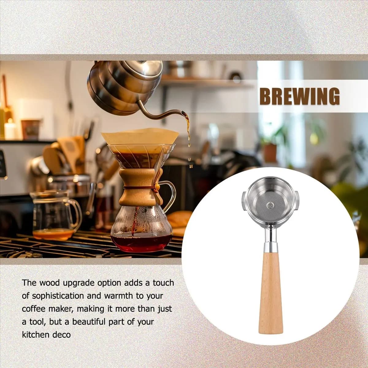 2025+ Suitable for 58mm E61 Espresso Machine Semi-Automatic Milk Tea Brewer Refitted Solid Wood Handle