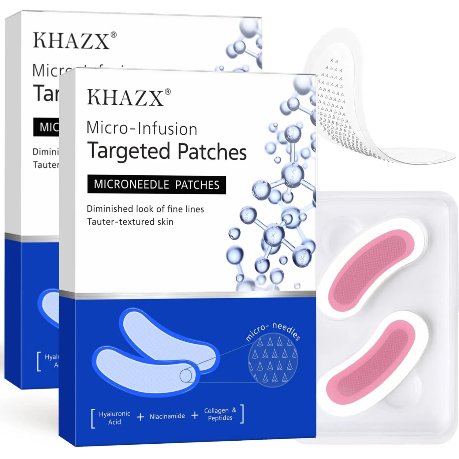 Patch Occhi al Retinolo con Microaghi e Acido Ialuronico, Peptidi Rassodanti, Anti-Rughe per Fronte, Contorno Occhi, Zampe di Gallina e Linee del Sorriso