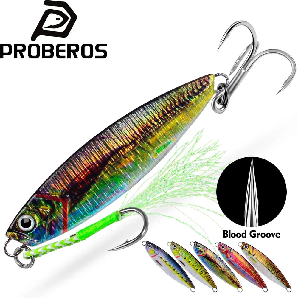 Proberos 1PC Jig in Metallo Affondante per Slow Jigging 10g-40g, Esca Dura Artificiale per Lancio in Acqua Salata, per Luccio e Spigola, Attrezzatura da Pesca