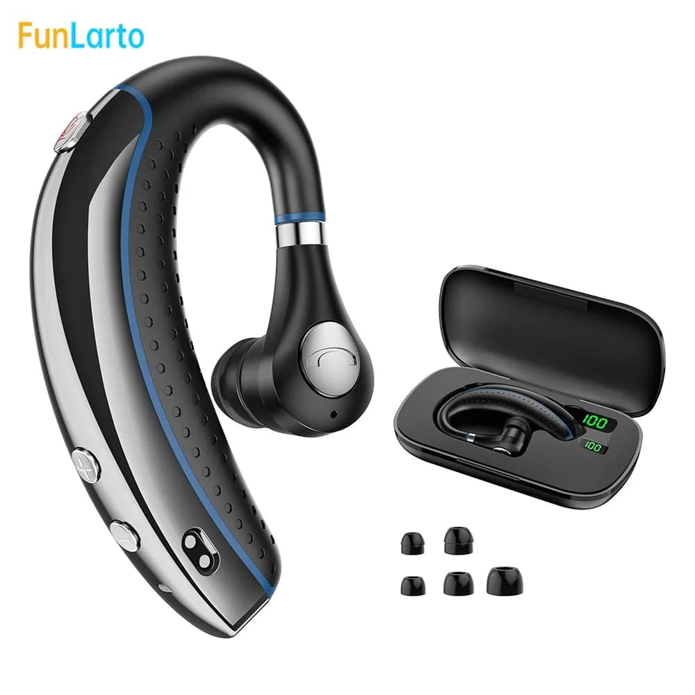 Bluetooth Headset, Bluetooth Earpiece with Noise Canceling Microphone, V5.3 Wireless Headset with Charging Case Mute Button