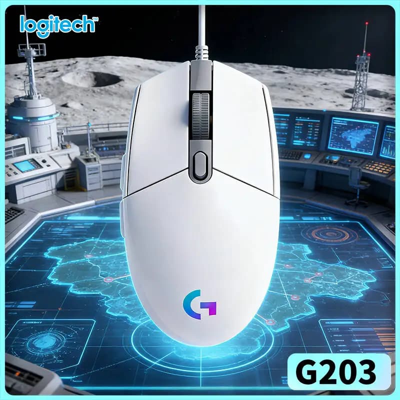 Mouse da Gaming Logitech G203 ad Alta Precisione, Retroilluminazione RGB, 6 Pulsanti Personalizzabili, Fluido e Reattivo G102/G402/M100R
