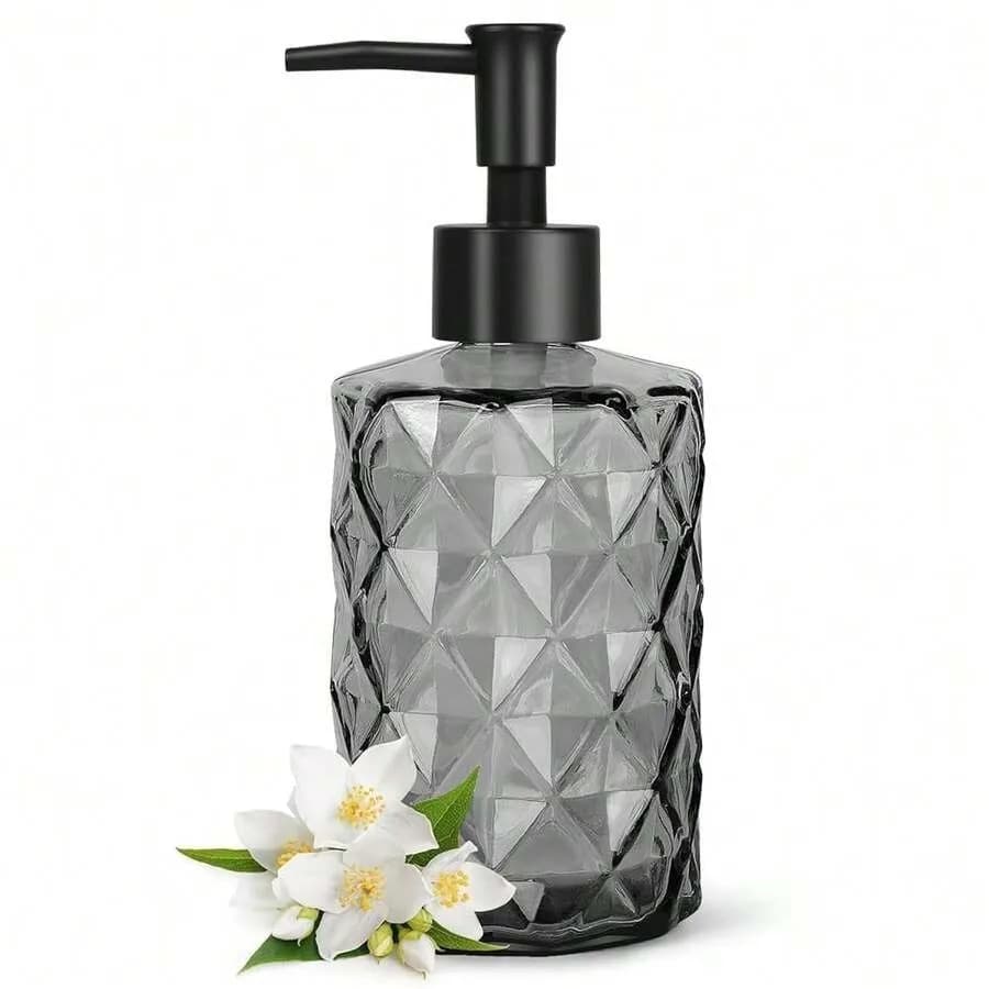 Dispenser di sapone in vetro Topsky con pompa in plastica, dispenser di sapone liquido per le mani da 330 ml, pompa antiruggine per cucina e bagno, ottimo