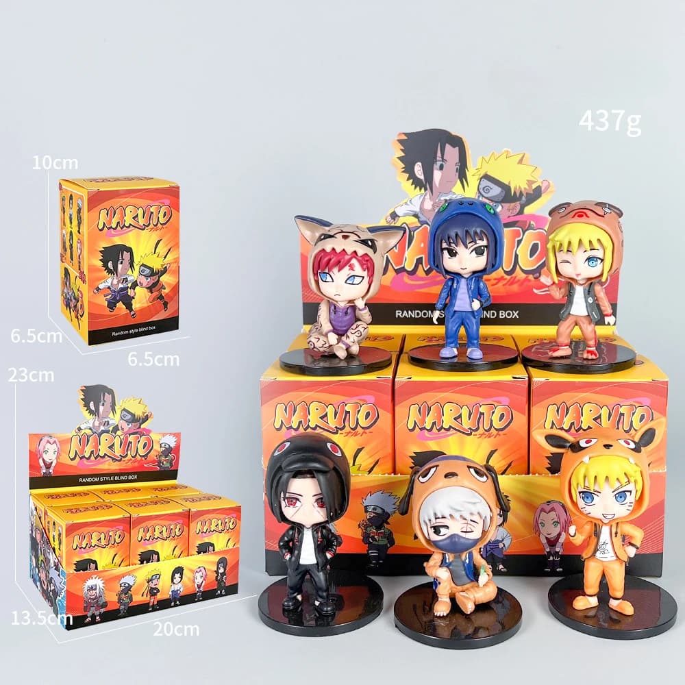 Naruto Sasuke Kakashi Gaara Ferret Anime Blind Box Character Collection of PVC Figures Model Table ornament Christmas Gift
